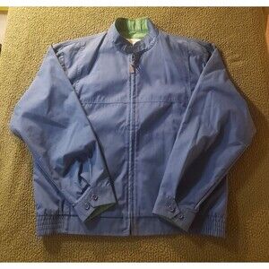 Vintage London Fog Jacket Mens 46 Regular Blue Full Zip Lightweight Bomber USA